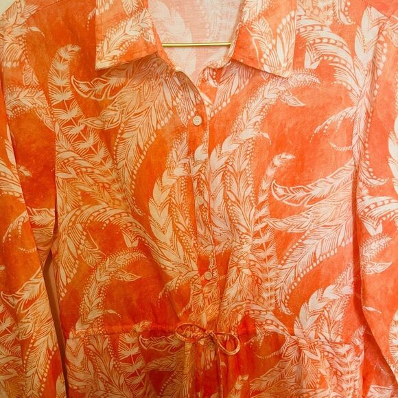 J. McLaughlin Orange and White Sundress with Bishop Sleeves - Picture 12 of 12